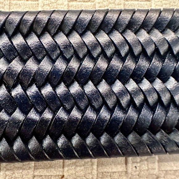 Men's Navy Braided Leather Belt - Picture 2 of 2
